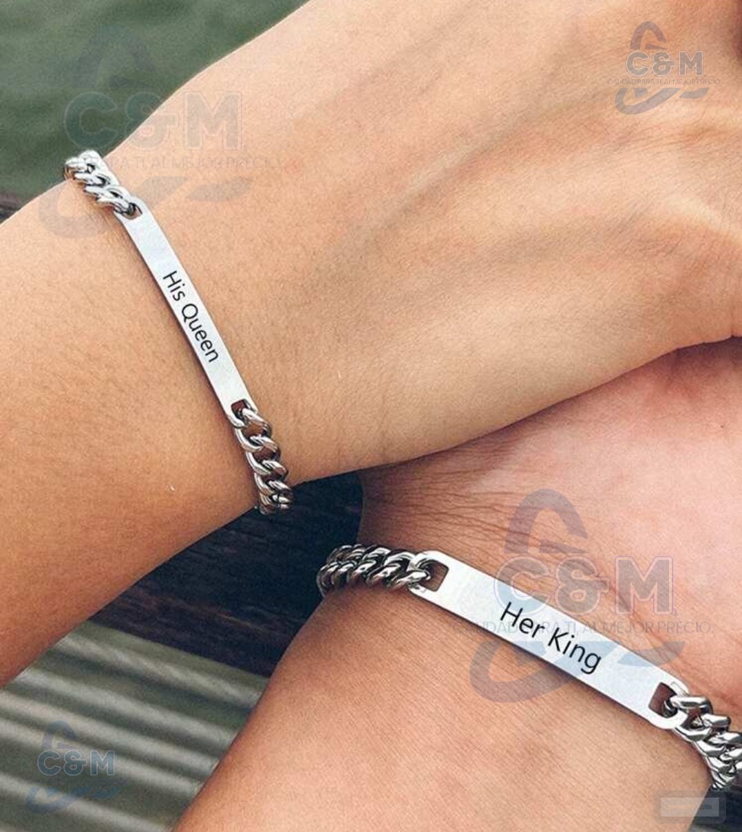 PULSERA DE ACERO NOMBRE SU REY / SU REINA P76